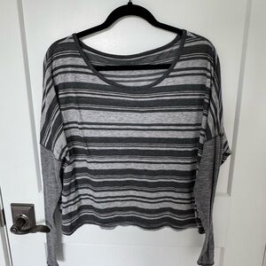 Athleta Striped Gray Cropped Women's Top